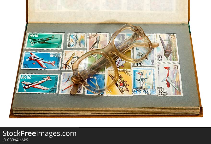 Stamps album glasses