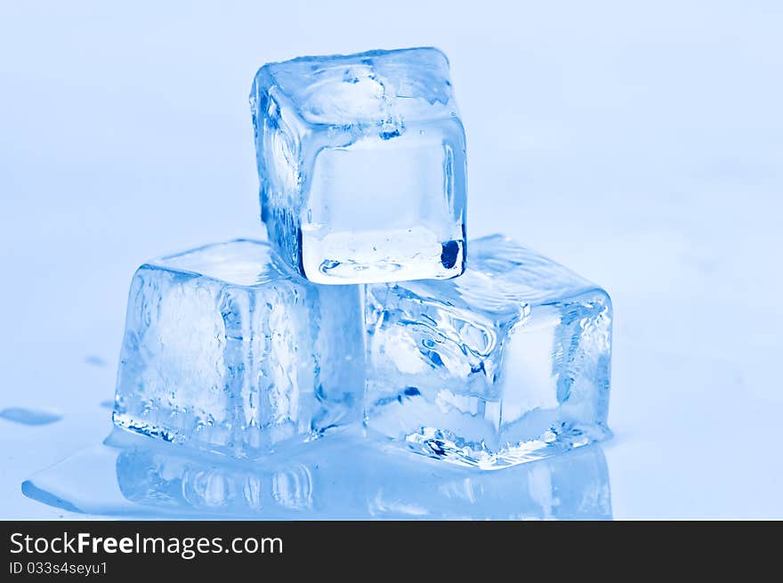 Freshness blue ice cube closeup