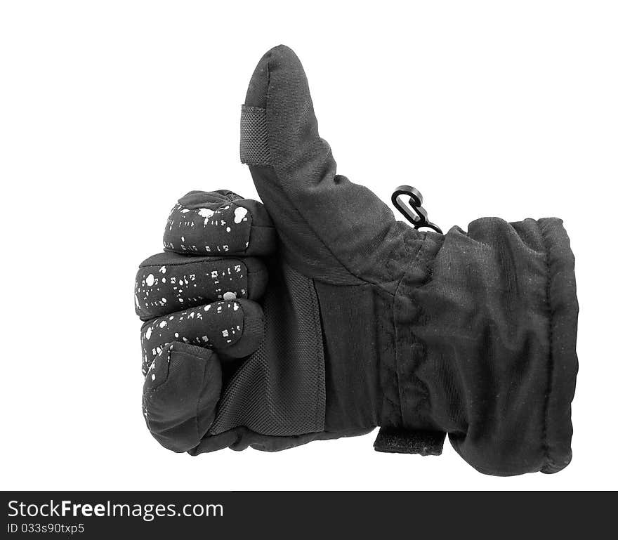 Black gloves with a white background