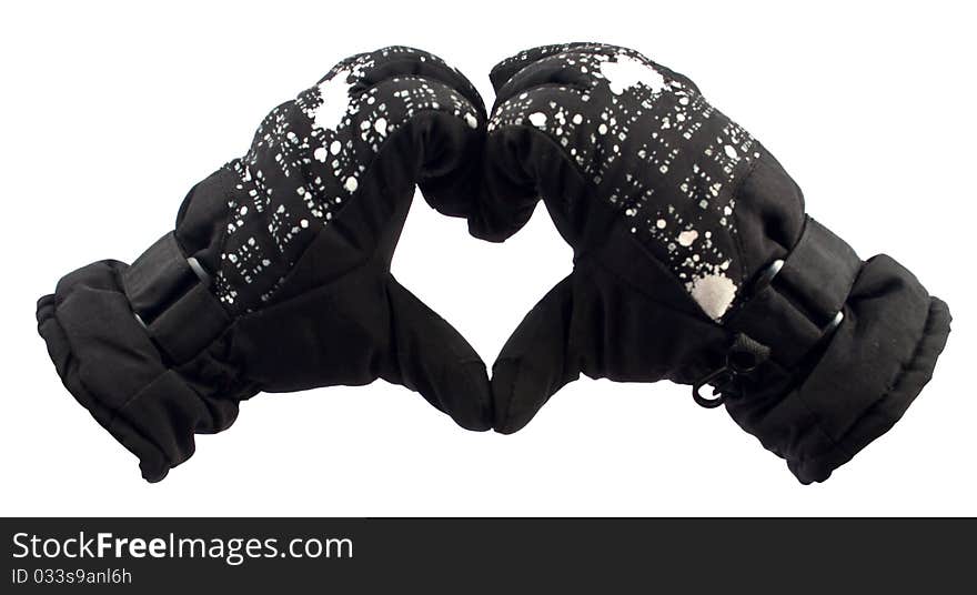 Black gloves with a white background