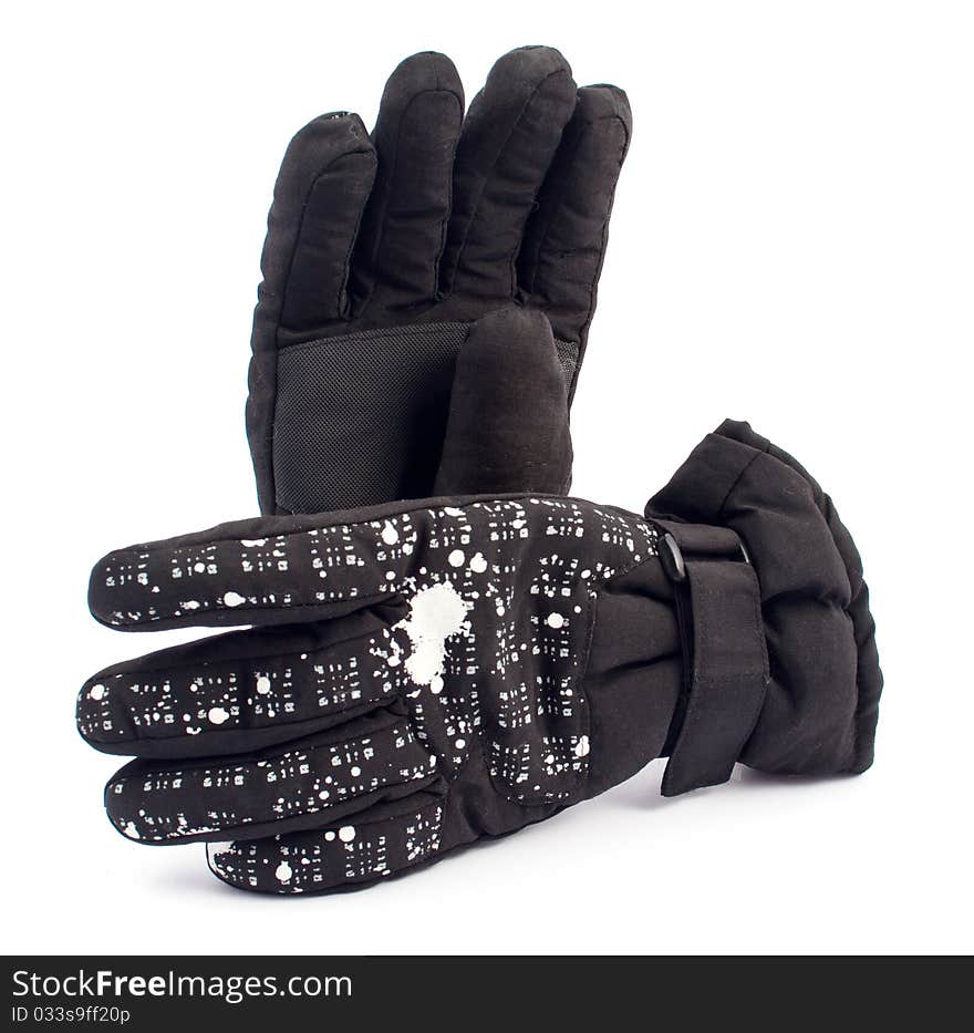 Black gloves with a white background