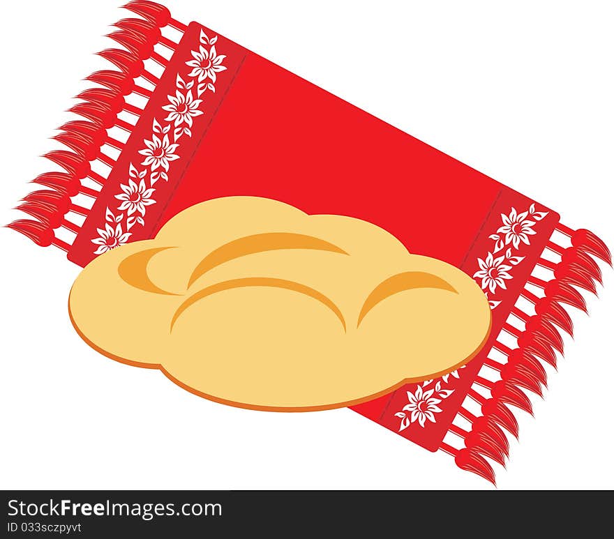 Bread on the decorative serviette. Illustration