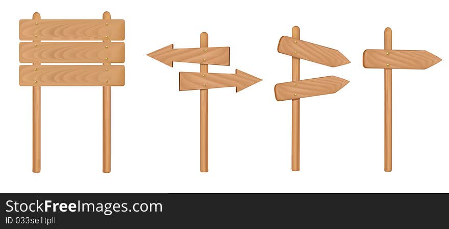 Set of wooden signs. Vector.