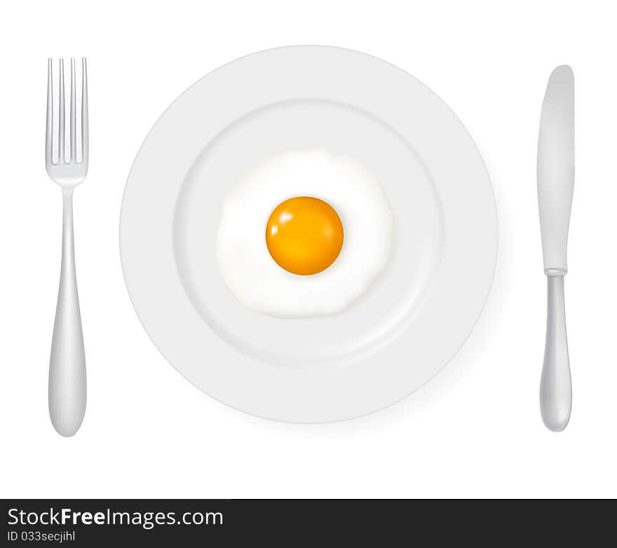 Close up view of the fried eggs. Vector