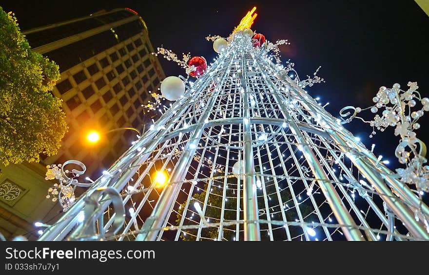 Christmas Tree with Night Scenery. Christmas Tree with Night Scenery