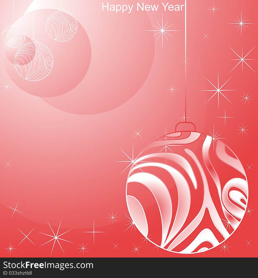 Abstract red Christmas background with balls, stars. Abstract red Christmas background with balls, stars