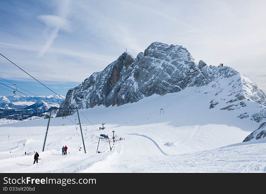 On The Slopes Of  Dachstein Plateau. Austria