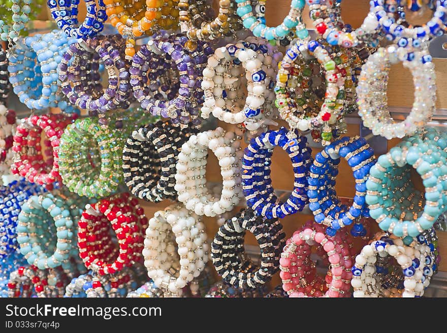 Colorful bangles at a market stall