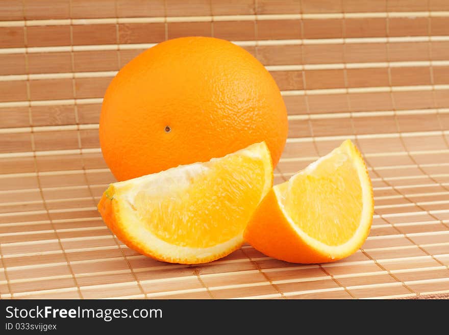 Orange fruits to a napkin