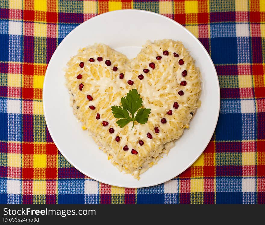 Shape of heart of salad