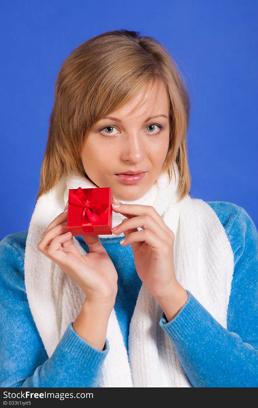 Young  woman with a gift