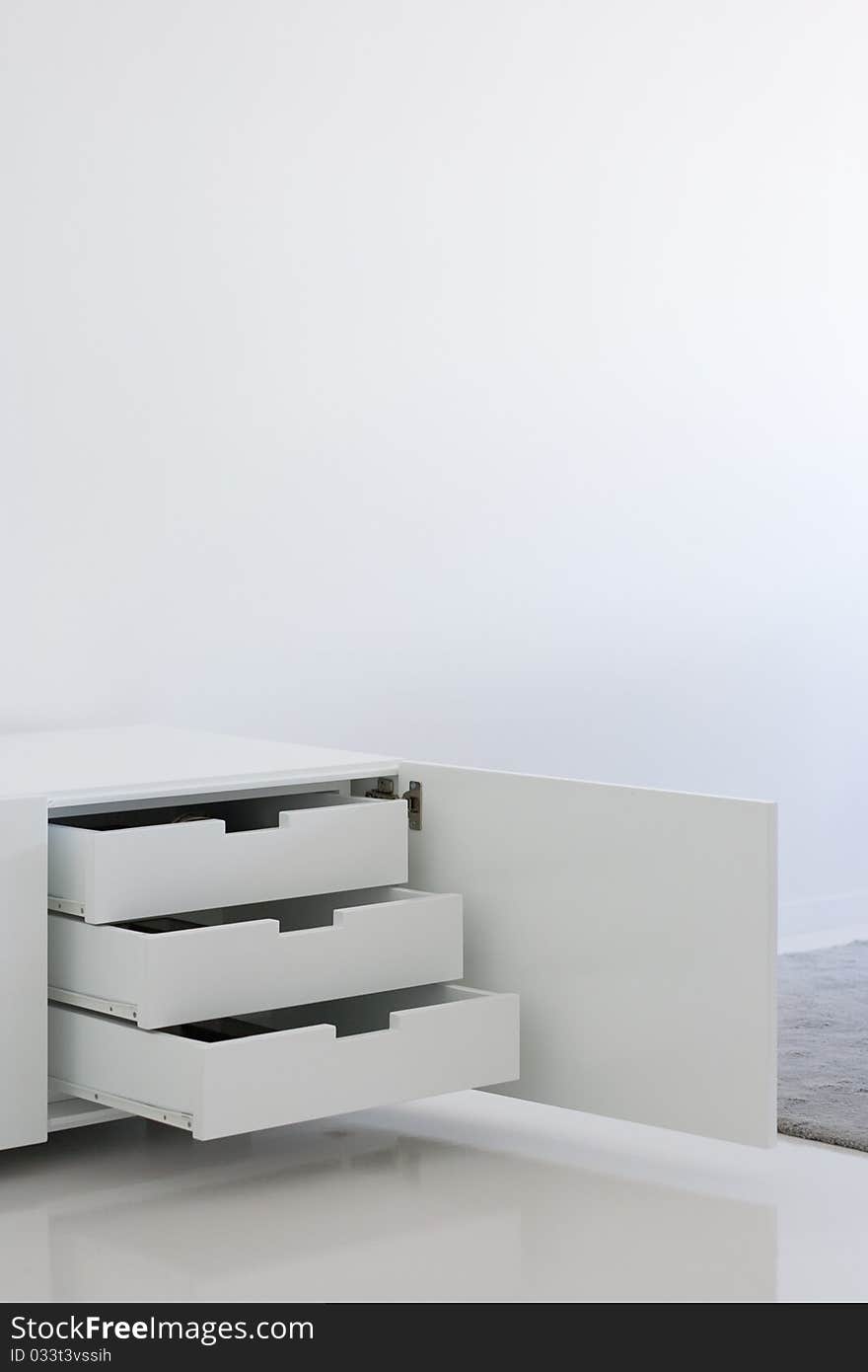 White furniture on white apartment