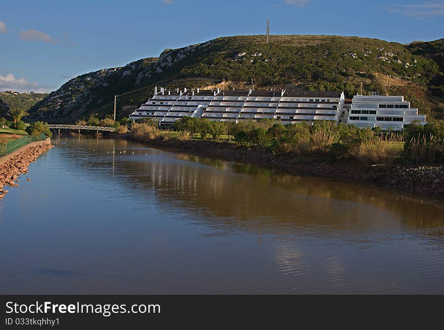 Hotel at the foot of the Hill, the river empties into the Atlantic Ocean. Hotel at the foot of the Hill, the river empties into the Atlantic Ocean