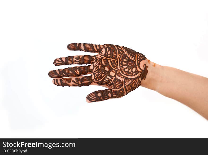 Hands beautifully decorated with colorful herbs. Hands beautifully decorated with colorful herbs