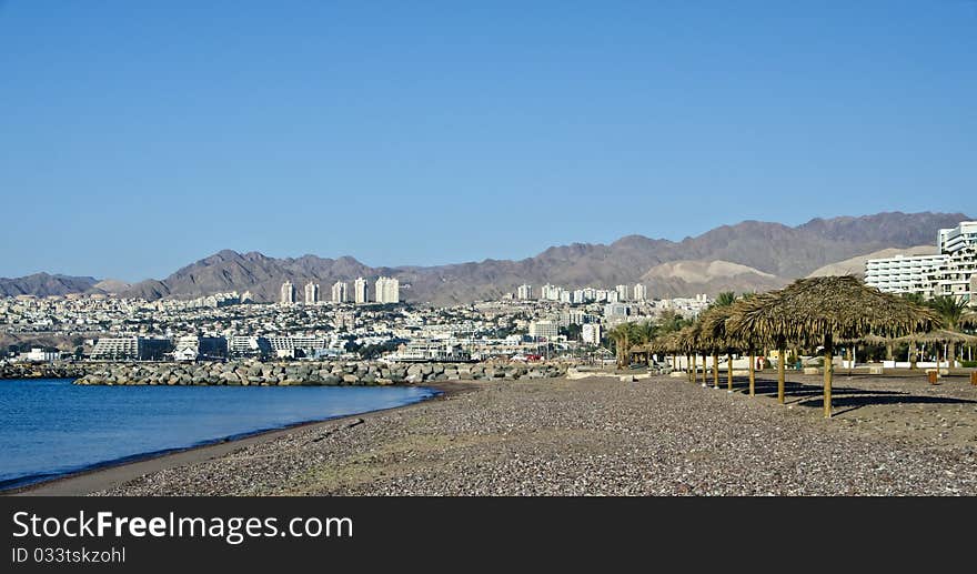 View on resort hotels in Eilat city, Israel