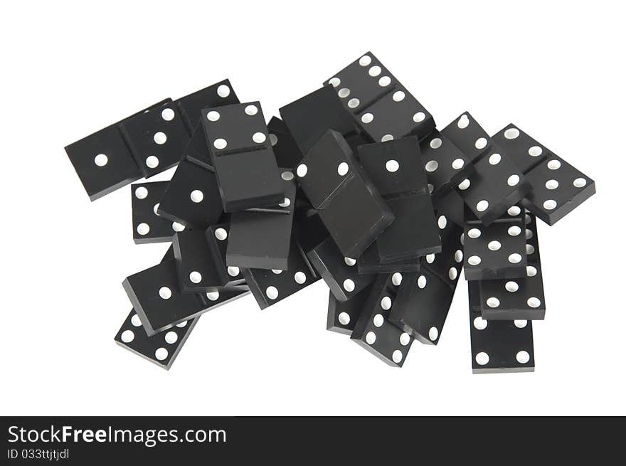 Black dominoes isolated on white background