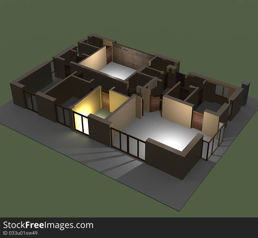 3d render of a little flat. 3d render of a little flat