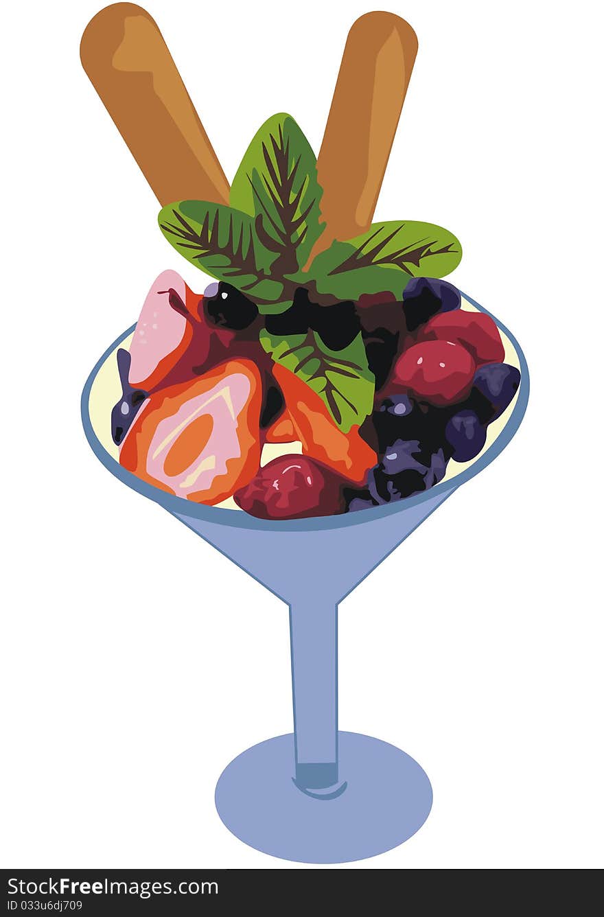 An illustration of a glass with fruit. An illustration of a glass with fruit