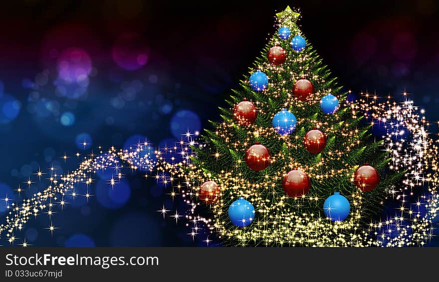 Abstract Christmas tree with decoration