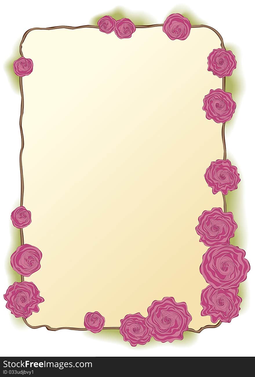 Vector frame of lush flowers pink roses. Vector frame of lush flowers pink roses