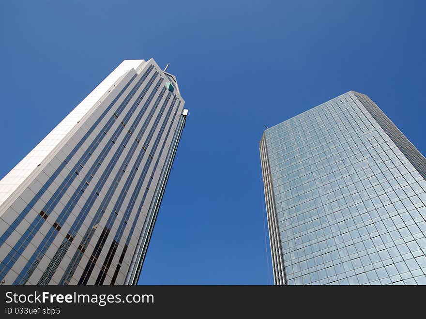 Business buildings on sky background，which taken in Shanghai china. Business buildings on sky background，which taken in Shanghai china