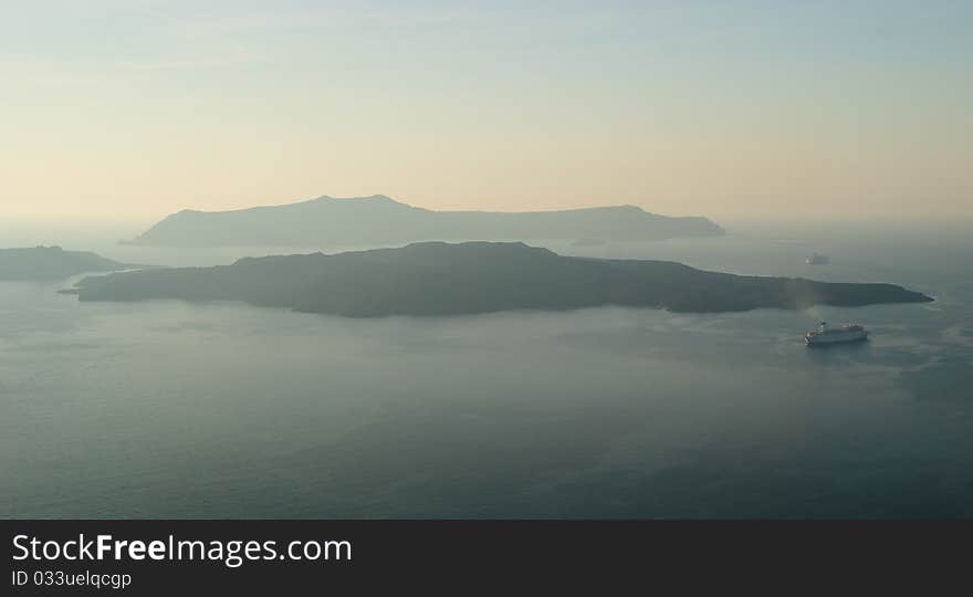 Sunset on a greek island santorini - tourist paradise