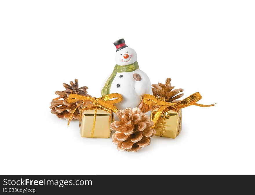 Snowman figurine with gifts