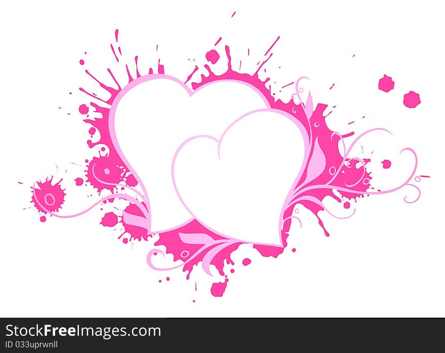 Two pink valentive hearts with decorative elements. Two pink valentive hearts with decorative elements