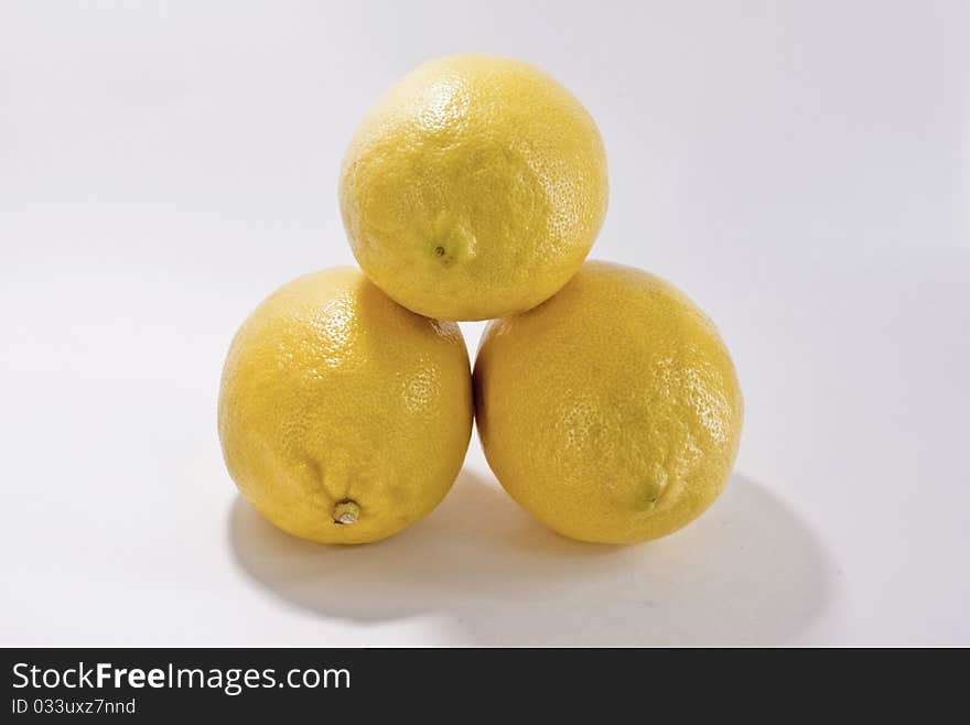 3 lemon on white background