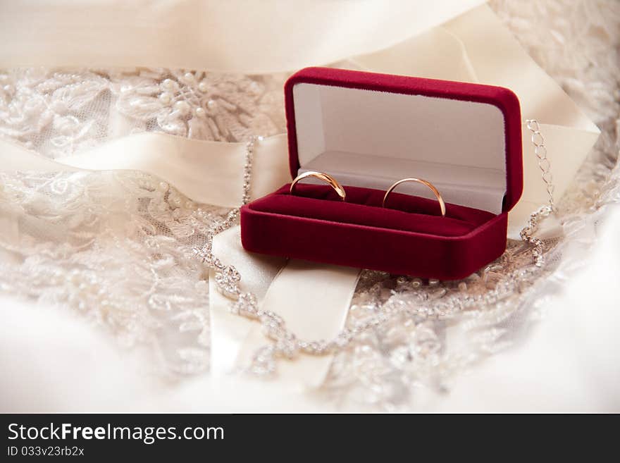 Two wedding rings in a box