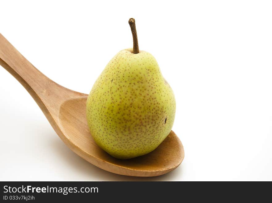 Pear onto wooden spoons