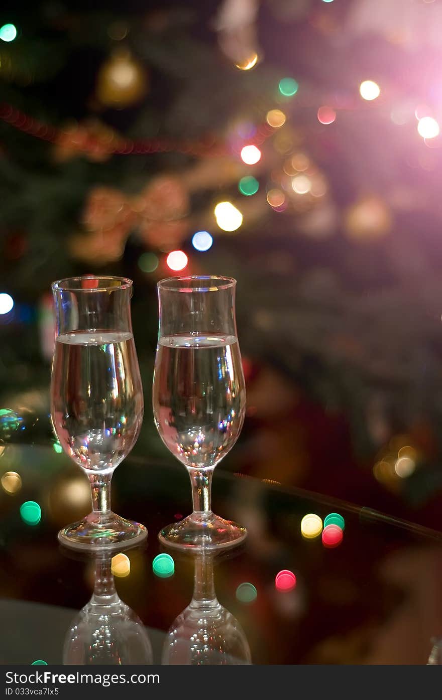 Glasses with champagne on the table