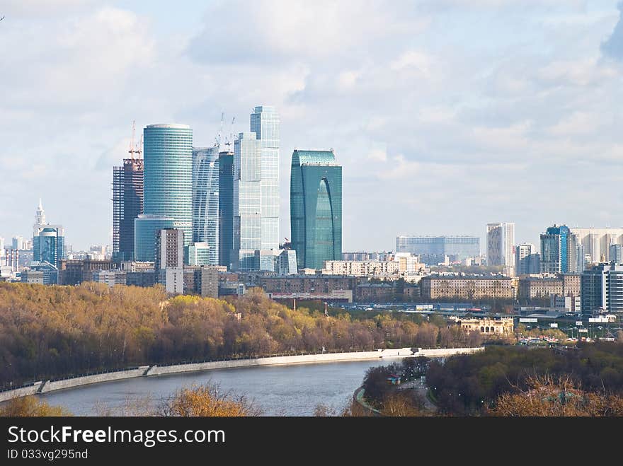 Skyscrapers in Moscow near Sparrow Hills