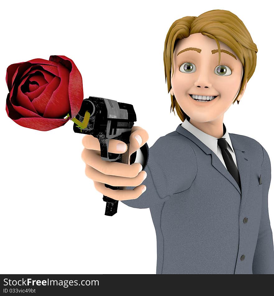 Businessman cartoon in love agent