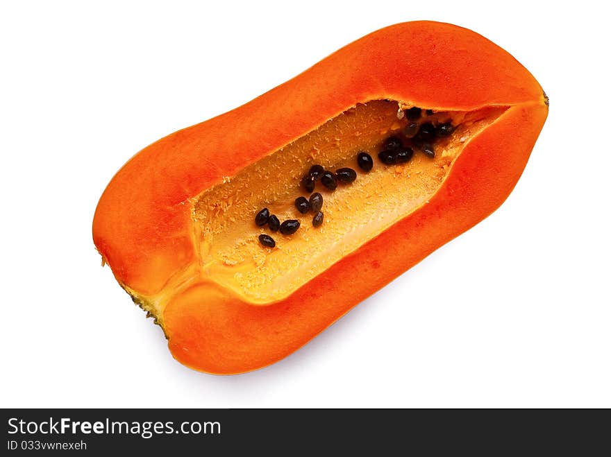 Ripe papaya fruit isolated