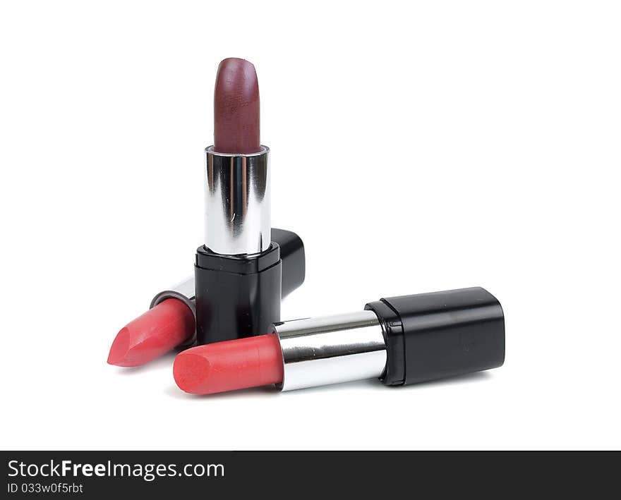 Different lipstick isolated on the white background.