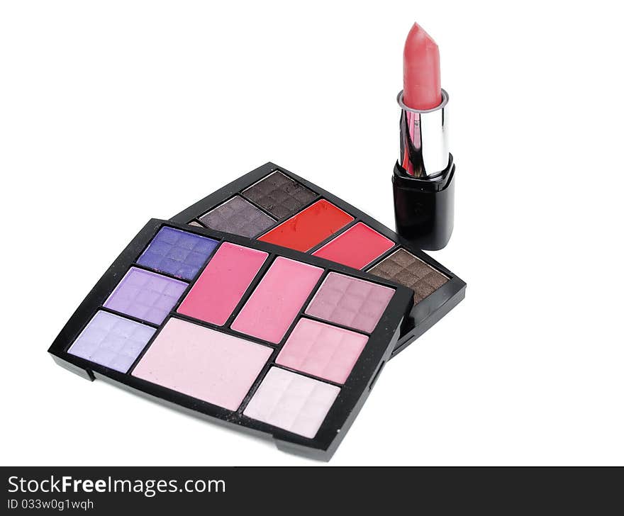 Cosmetics. Eye-shadow and lipstick.