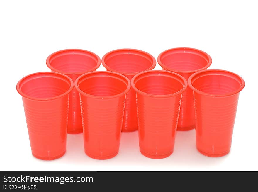 Plastic cups isolated on the white