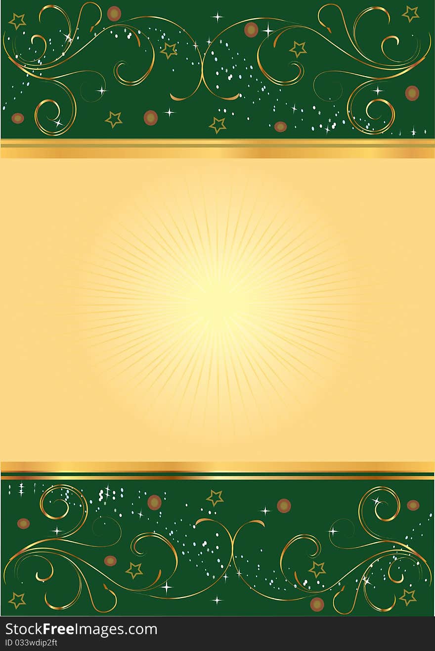 Green card with floral gold design