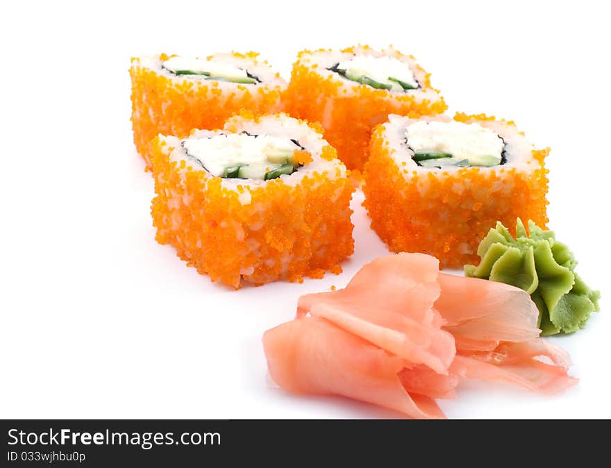 Japan food sushi set on white background