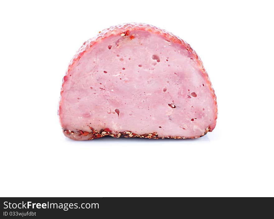 Smoked ham isolated on white background