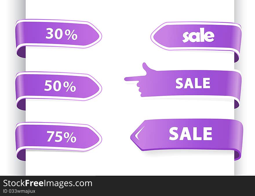 Set of orange sale labels.