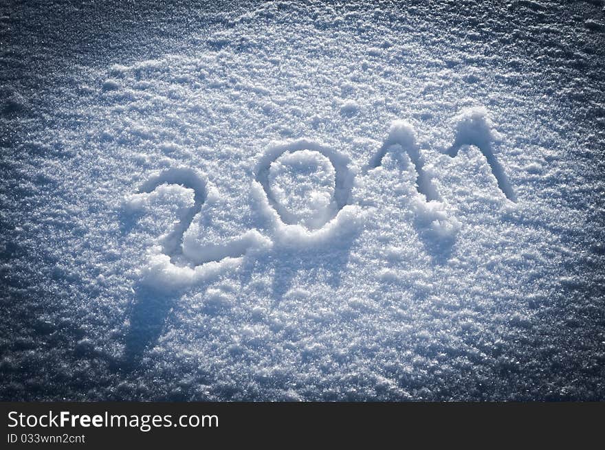 Year 2011 written in Snow with Vignette