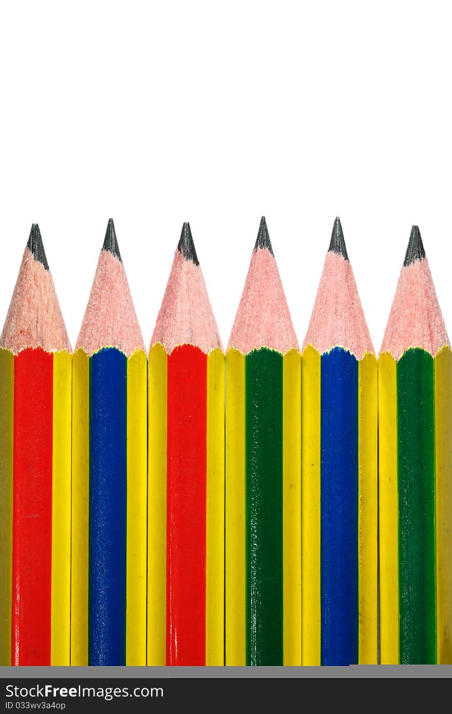 Six Pencil On White Background Isolated