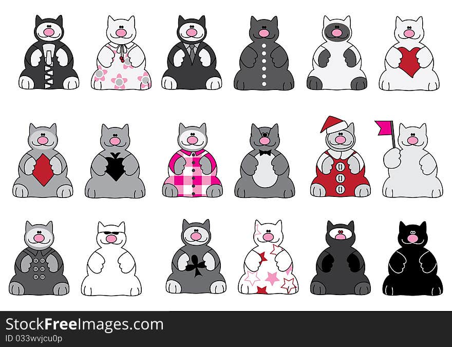 Cats and any dress collection illustration. Cats and any dress collection illustration