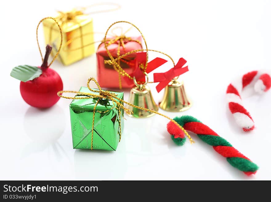 Christmas gift box bell candy toy isolated on white background