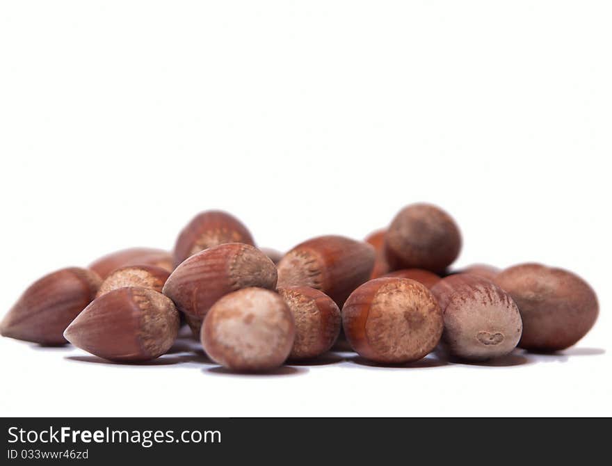 Stack of nuts isolated on a white background