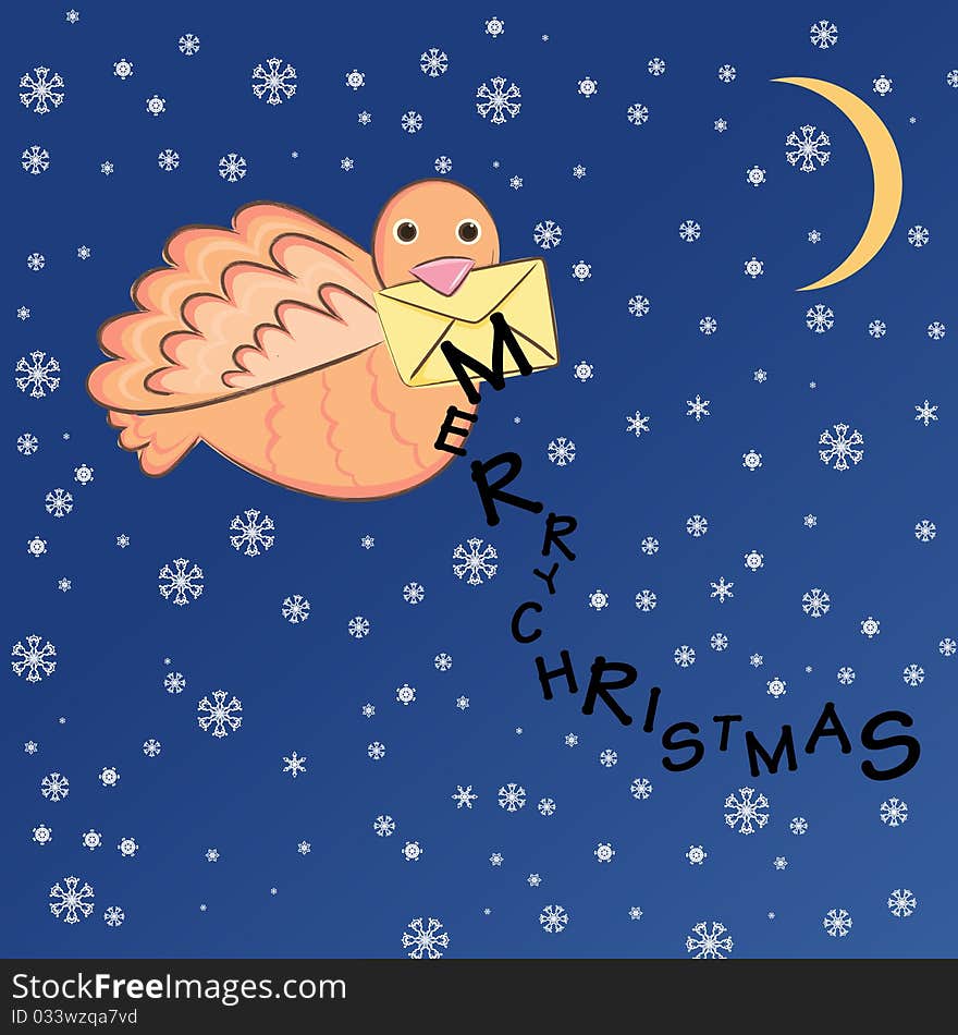 Christmas bird and snow background vector