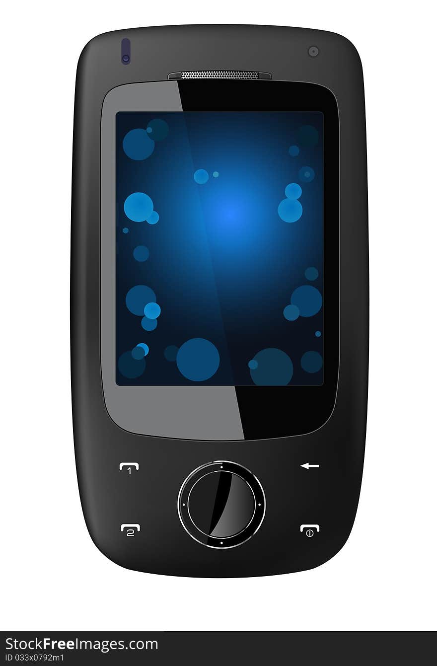 Isolated vector mobile with blue screen