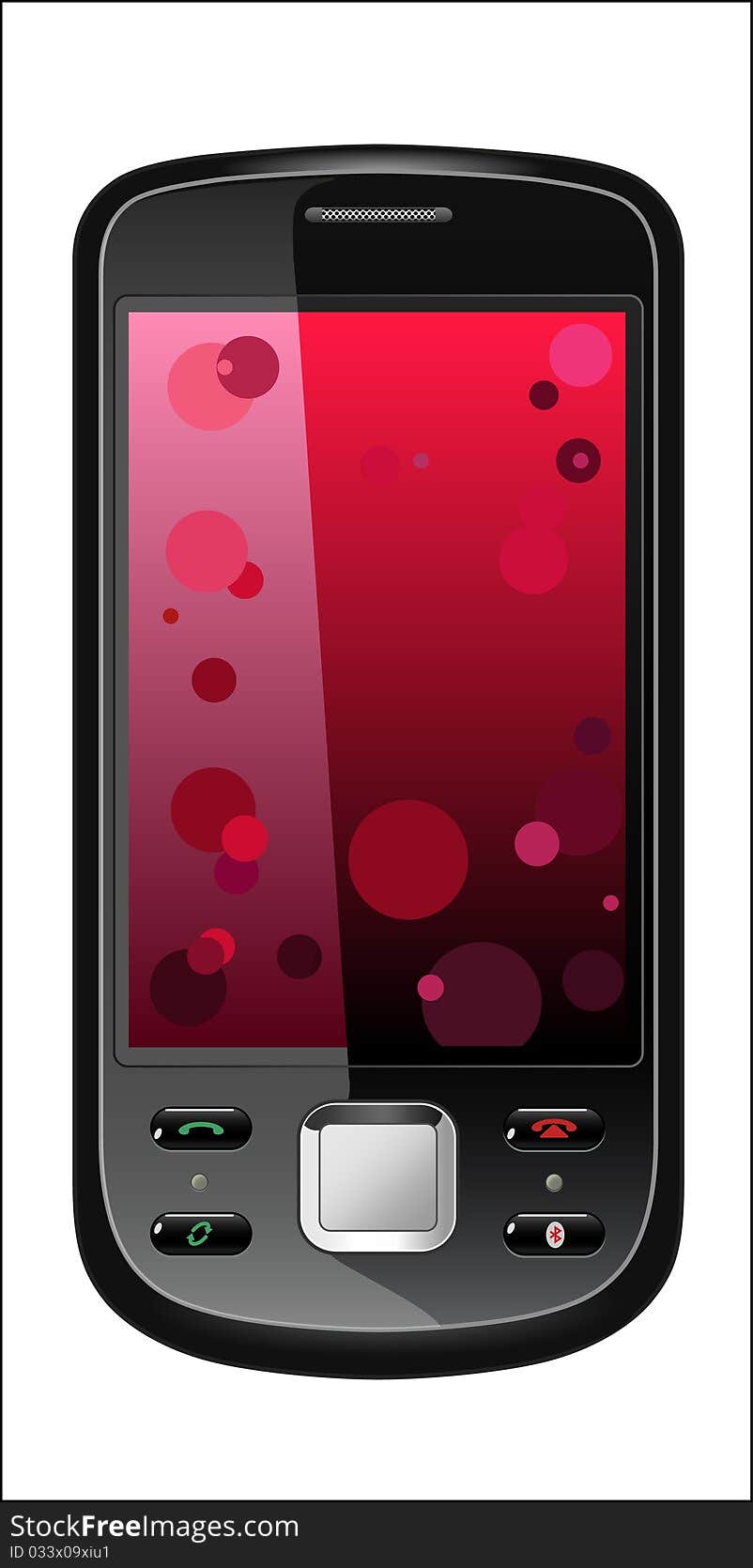 Isolated vector mobile with red screen